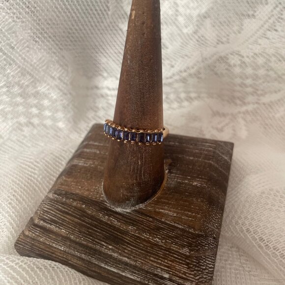 Gold-Plated Sapphire Baguette Eternity Band - Picture 4 of 4